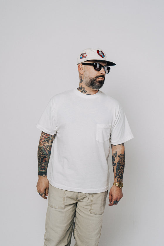 Single Stitch Pocket Tee (Washed White)