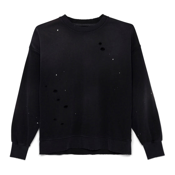 Painted French Terry Darted Crewneck (Vintage Black)